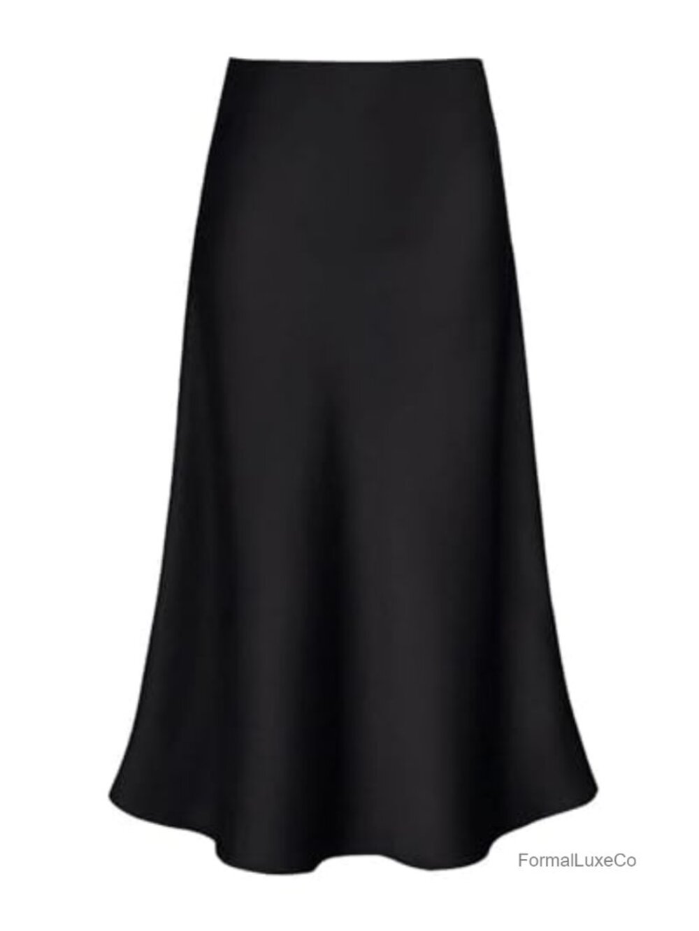 Satin Midi Skirt High Waisted A-Line Flowy Silk Long Skirt